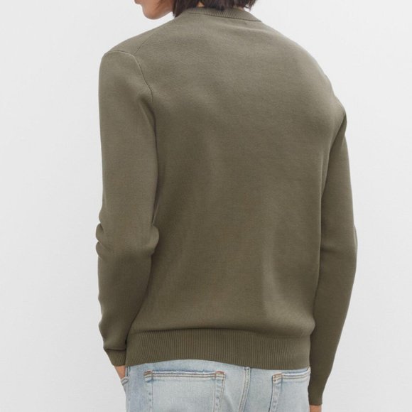 Club Monaco Crewneck Sweater Cotton Blend Olive - Picture 2 of 9